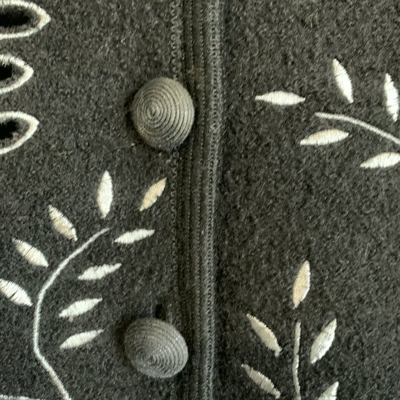 CoVelo Laser Cut Leaf Felted Boiled Wool Jacket Blazer Size Small Quiet Luxury - Picture 3 of 7